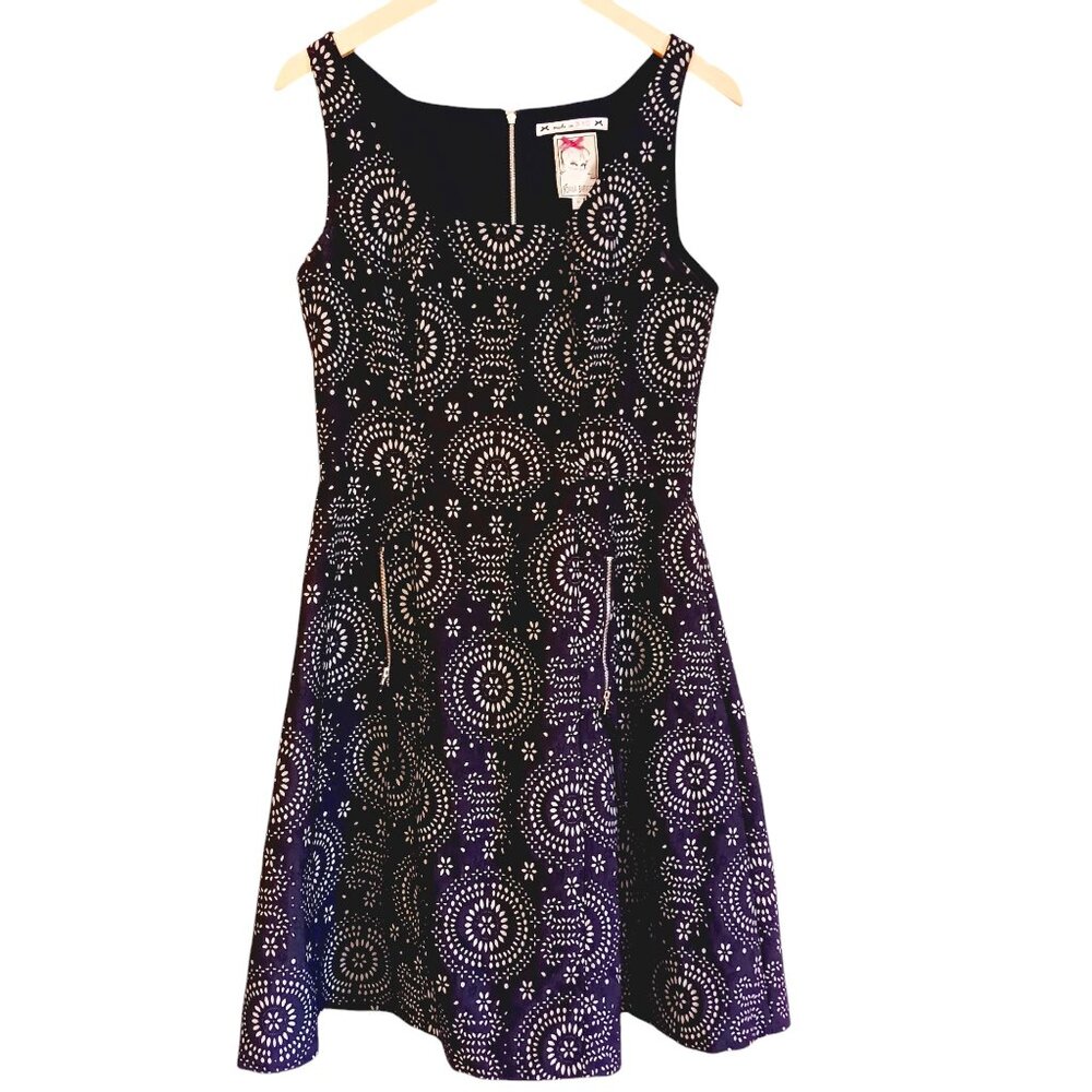 Anthropologie, Yoana Baraschi, Dress, 8, Deep Navy and Silver Eyelet, Classic